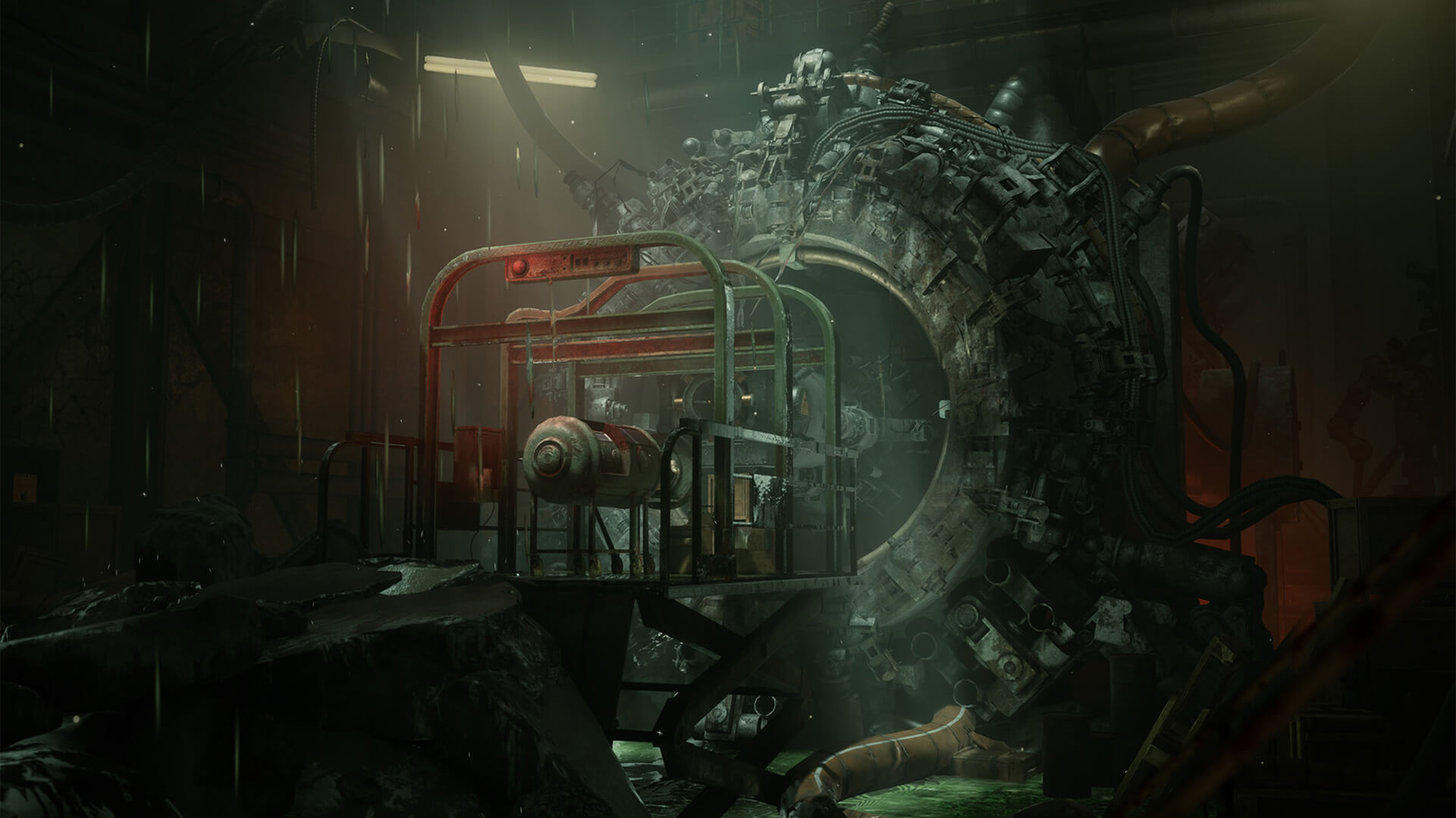 A large tunnel boring machine with platform behind it