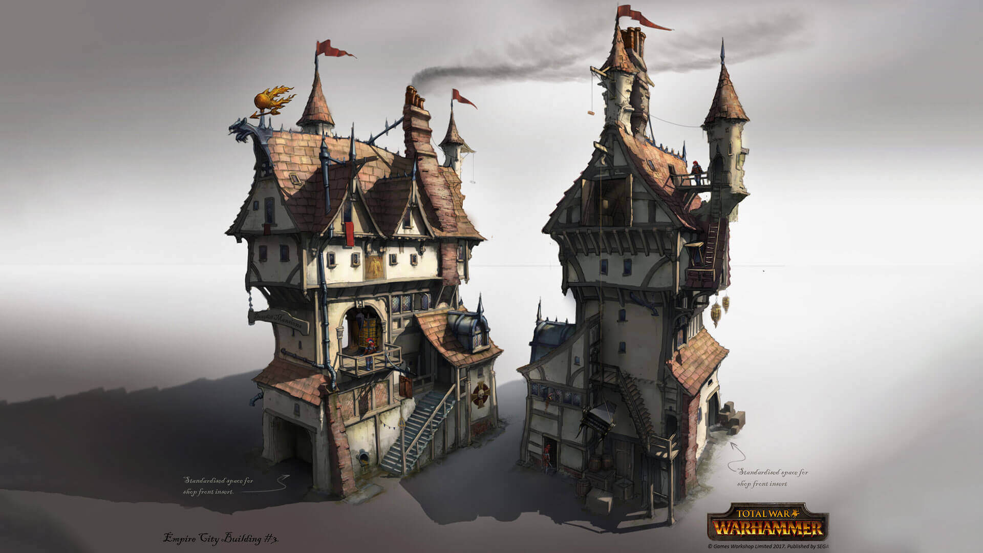 Two Empire City Buildings from Total War Warhammer